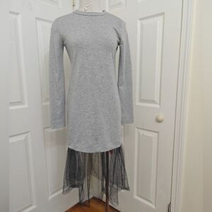 Atmosphere Gray Dress with Black Mesh Detail